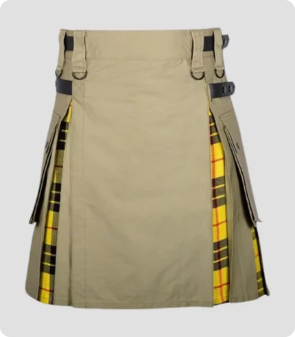 Khaki Cotton Mecleod of Lewis Tartan Hybrid Kilt