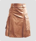 Luxurious Stylish Brown Leather Kilt