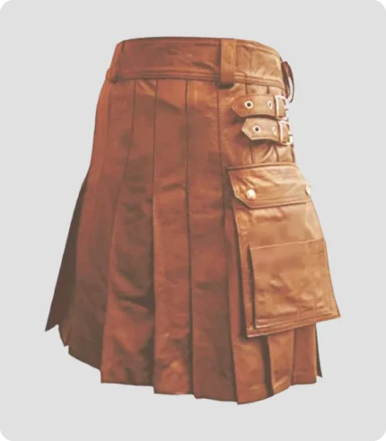 Luxurious Stylish Brown Leather Kilt Back