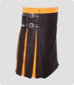 Modern Black And Orange Hybrid Kilt Left Side