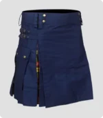 Navy Blue Cotton Hybrid Kilt