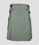 Olive Green Cotton Utility Kilt For Men