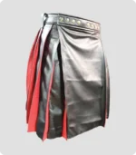 Pleated Black& Red Leather Kilt