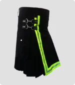 Premium High Quality Black Firefighter kilt Side