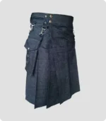 Premium Quality Black Denim Kilt Side