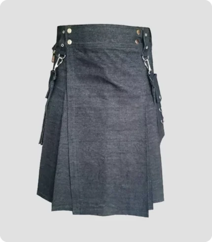 Premium Quality Black Denim Kilt