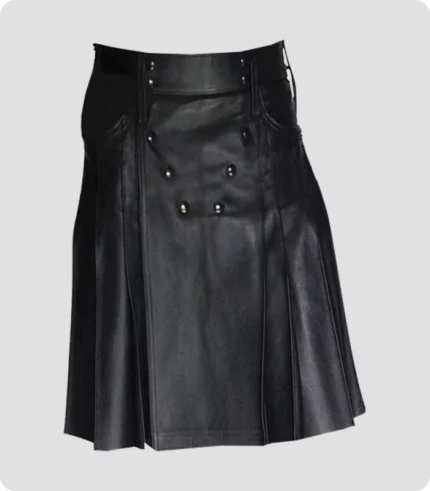 Premium Quality Black Leather Kilt