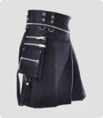 Premium Quality Black Utility Kilt Side