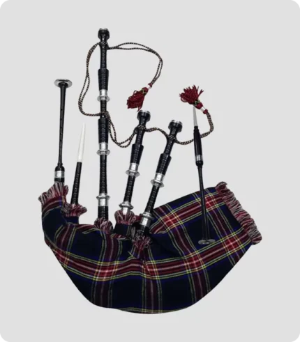 Premium Quality Scottish Black Stewart Tartan Bagpipe