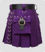 Purple Women Mini Kilt Side