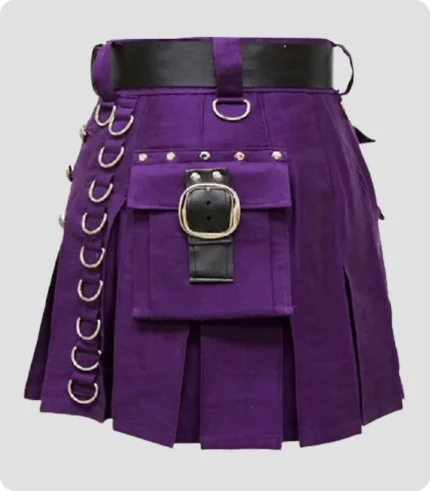 Purple Women Mini Kilt Side