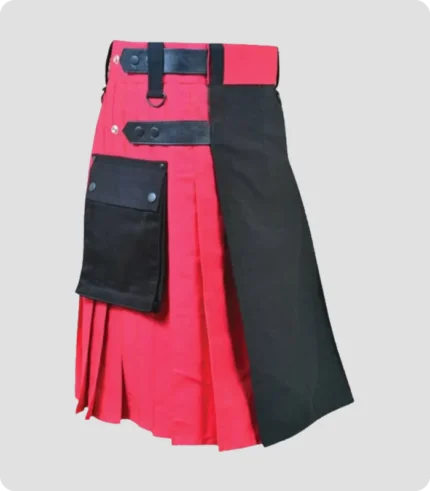 Red & Black Hybrid Kilt Side