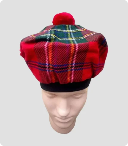 Red Royal Stewart Tartan Tam O Shanter Hat