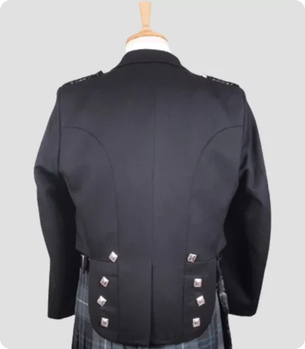 Scottish Black Prince Charlie Jacket with Three Button Vest