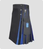 Scottish Black and Blue Hybrid Kilt Side