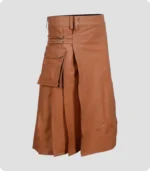 Scottish Brown Leather Utility Kilt Side