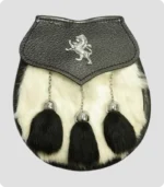 Semi Dress WhiteBlack Rabbit Fur Lion Crest Sporran