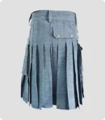 Sky Blue Denim Kilt Back