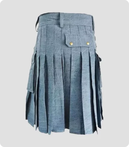 Sky Blue Denim Kilt Back