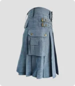 Sky Blue Denim Kilt Side