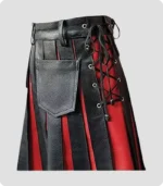 Stylish Black Gladiator Leather Kilt Side