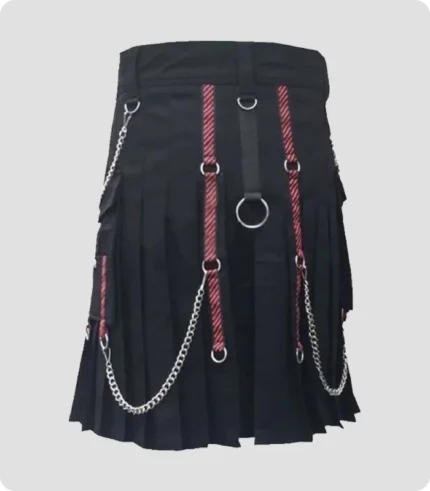 Stylish Standard Black Utility Kilt Back