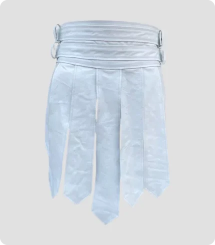 Stylish White Warrior Leather Kilt Back