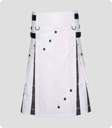 White Cotton Utility Hybrid Kilt