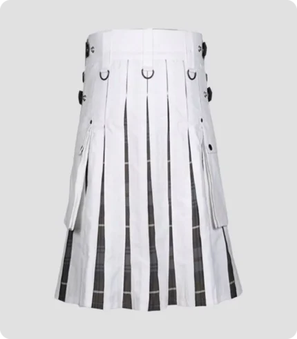 White Cotton Utility Hybrid Kilt Back