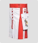 White & Red Hybrid Kilt Side