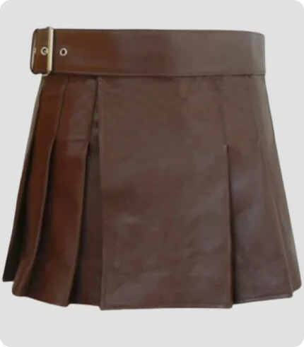 Women Brown Leather Kilt