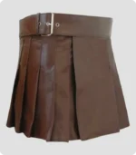 Women Brown Leather kilt Side