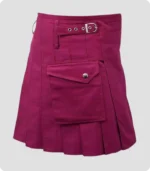 Women’s Cotton Jeans Mahroon Utility Kilt Side