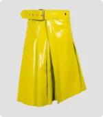 Women Yellow Leather Kilt Side