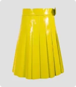 Women Yellow Leather Kilt Back